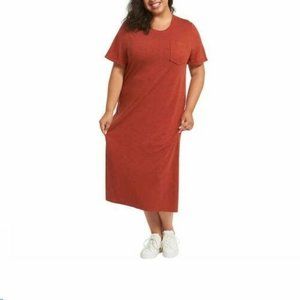 NWoT Jessica Simpson Women Short Sleeve Maxi Dress Burnt Brick Sz 2XL $50 EE017